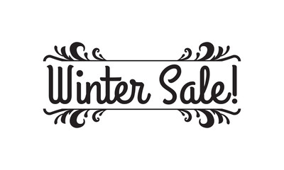 Winter sale text. Discount banner. Clearance, flyer, promotion poster design template. Vector illustration. 