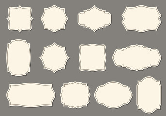 Vintage frame set. Retro label or banner border elements collection. Vector illustration.