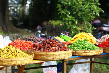 Colorful food in street market