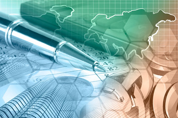 Mail signs, map and buildings