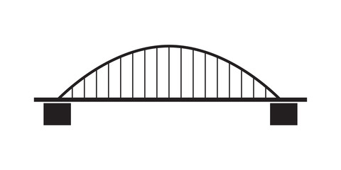 Bridge isolated on white background. Side view. Black silhouette of modern bridge. Vector illustration.