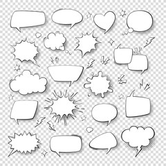 Cartoon thought bubble set. comic empty talk and speech balloons or clouds for fun discussion message vector symbols