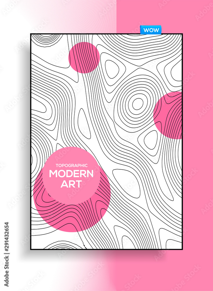 Poster minimalistic modern design from abstract grid resembling topographic map. abstract background for de