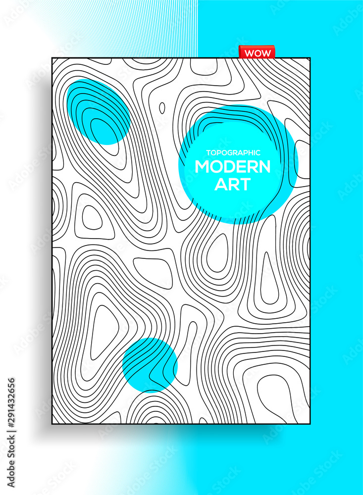 Poster minimalistic modern design from abstract grid resembling topographic map. abstract background for de