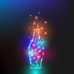 Obraz na płótnie Canvas Polygon Bottle design colorful lighting with bokeh