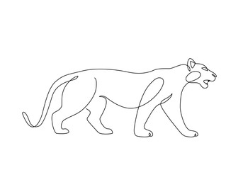 Tiger one line drawing art