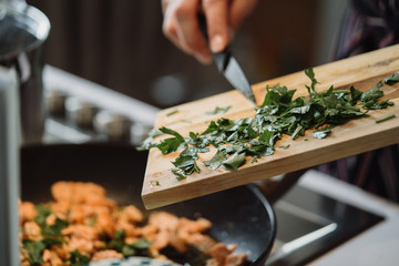 food preparation in the kitchen