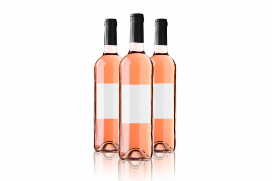 Mockup de botellas de vino rosado