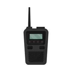 Rectangular classic walkie-talkie with display, antenna and buttons. Vector illustration.