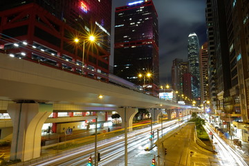 Fototapeta na wymiar Hong Kong night city highway cityscape