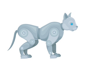 Cat is a robot. Side view. Vector illustration on a white background.