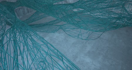 Abstract smooth  concrete and glass lines  interior  with window. 3D illustration and rendering.