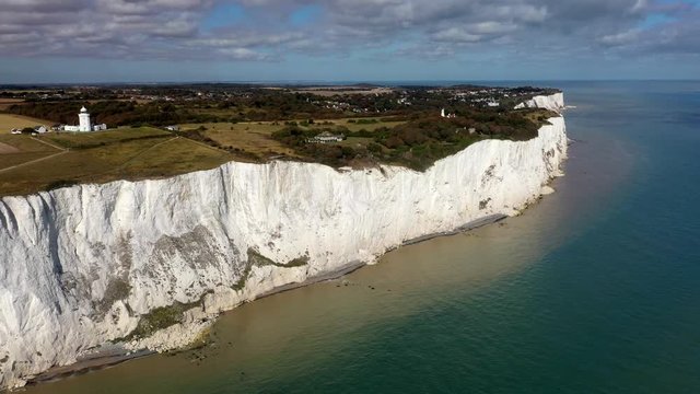 Dolly in shot of the stunning White Cliffs of Dover. 