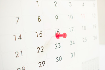 Pin a red pin in the calendar with selectable focus.