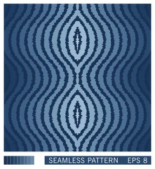 Seamless pattern from ripple wavy lines. Striped graphic design with gradual color hues.