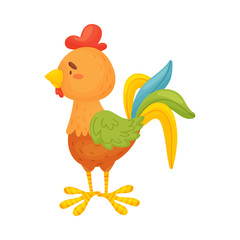 Rooster is standing. Side view. Vector illustration on a white background.