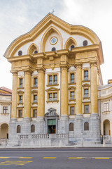 View of the facade Church of Holy Trinity in Ljubljana - Slovenia