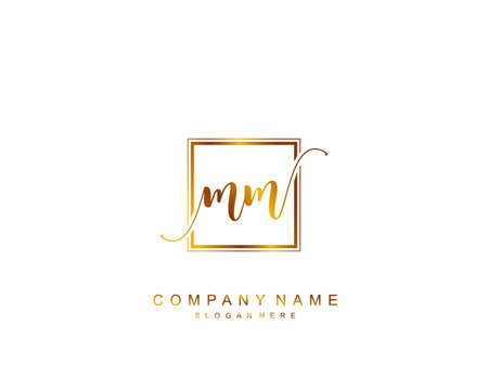 Wedding Initial MM Monogram And Elegant Logo Design, With Floral