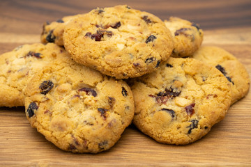 Pile of delicious tasty recipe apple cookies homemade isolated on wooden table