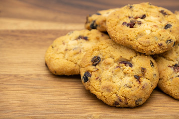 Pile of delicious tasty recipe apple cookies homemade isolated on wooden table