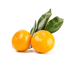 Fresh mandarin orange isolated on white background.