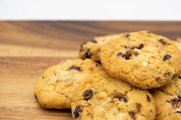 Pile of delicious tasty recipe apple cookies homemade isolated on wooden table