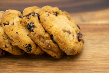 Pile of delicious tasty recipe apple cookies homemade isolated on wooden table