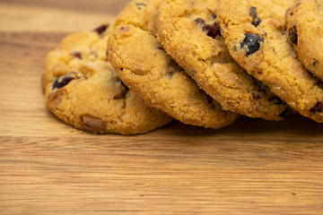 Pile of delicious tasty recipe apple cookies homemade isolated on wooden table