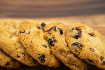 Pile of delicious tasty recipe apple cookies homemade isolated on wooden table
