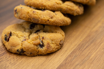Pile of delicious tasty recipe apple cookies homemade isolated on wooden table