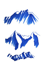 Marker sketch. Silhouettes of mountains isolated on a white background. Concept. Entourage for your design