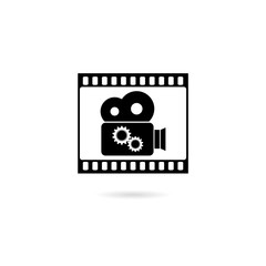 Film frame, film camera icon isolated on white background