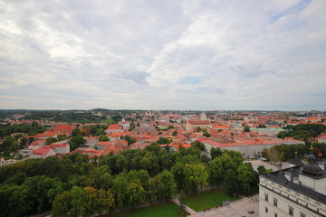 Fototapeta na wymiar Vilnius cityscape from the Gediminas Castle Tower with copyspace, Vilnius, Lithuania