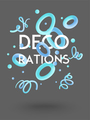 Volume levitating deco elements. Vector illustration