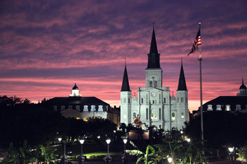 Naklejka premium St. Louis Cathedral at Jackson Square. New Orleans, Louisiana, USA