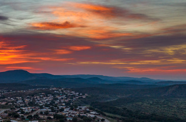 Sunrise over the small town of Jansenville in the arid Karoo region of South Africa.