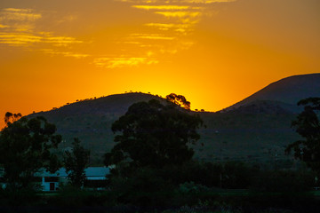 Sunset over the mountain, Steytlerville in the Karoo region of South Africa.