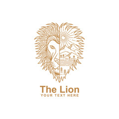 illustration of lion head line art