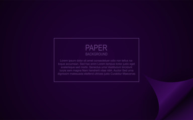 Abstract realistic paper curled background with purple color. Luxury and modern vector design template for use frame, cover, sale banner, presentation, advertising, corporate