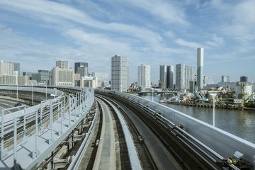 Fototapeta premium Cityscape from monorail sky train in Tokyo