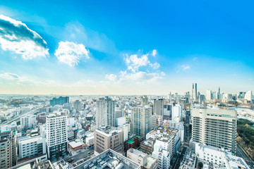 Fototapeta na wymiar city skyline aerial day view in Yokohama, Japan