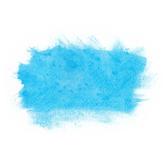 Blue watercolor brush strokes on white background. Copy space for text.