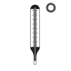 Old thermometer icon. Outline old thermometer vector icon for web design isolated on white background