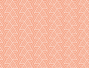 Abstract geometric pattern with stripes, lines. Seamless vector background. White and pink ornament. Simple lattice graphic design