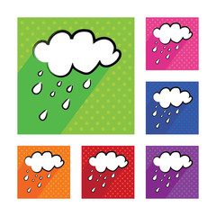 Clouds and water drops set icon in variety colors.