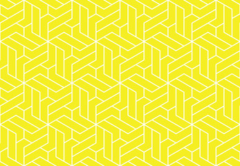 Abstract geometric pattern with stripes, lines. Seamless vector background. White and yellow ornament. Simple lattice graphic design