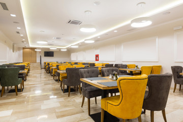 Interior of a hotel cafe restaurant