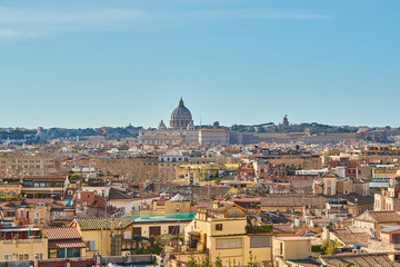 Fototapeta na wymiar Rome skyline view from Villa Borghese in Italy