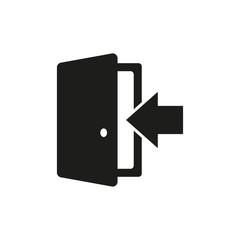 door black icon exit button, vector illustration