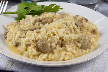 risotto au poulet et champignons